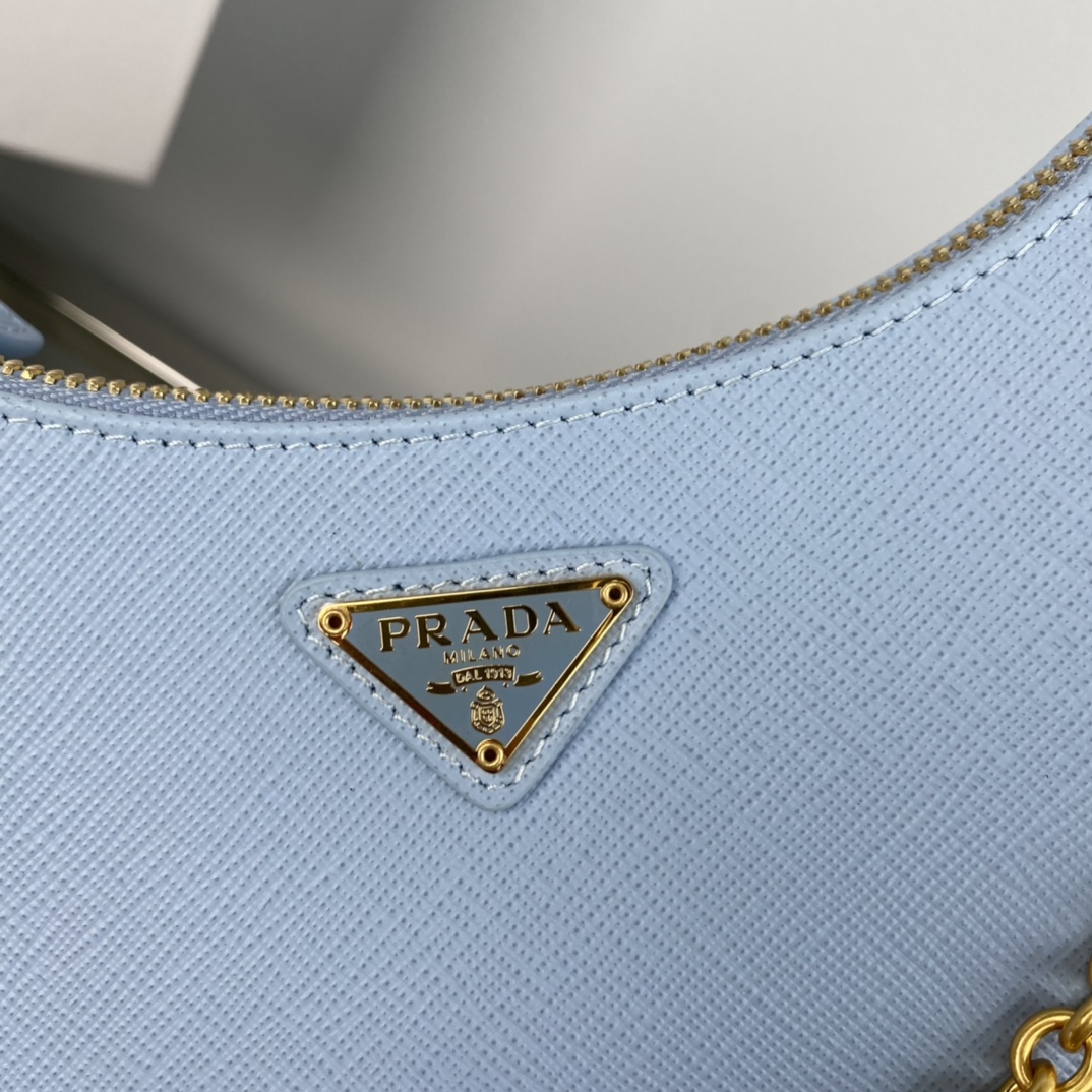 Prada Saffiano Leather Re Edition 2005 Shoulder Bag Light Blue 1BH204